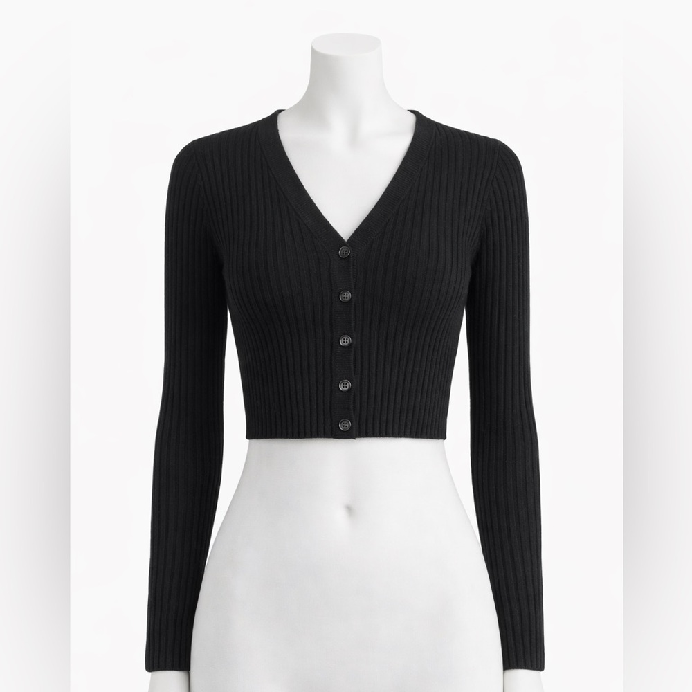 Petite veste noire côtelée boutonnée – Coupe ajustée – XS / S